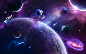 梦幻宇宙太空星球宇航员星空背景