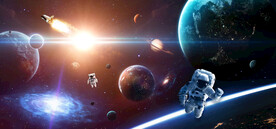 太阳系银河宇宙星球太空火箭背景