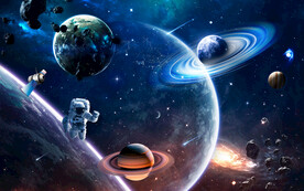 太空宇航员宇宙星球陨石银河背景