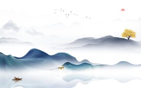 新品 中式客厅山水 TIF分层