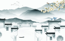 奢雅 中式客厅山水 TIF分层