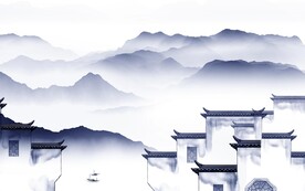 大气 中式客厅山水 TIF分层