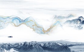 别墅 高档山水墙画 TIf分层