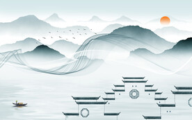 现代 高档山水墙画 TIf分层