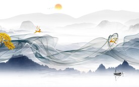 别墅 简意中式山水 TIF分层