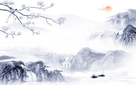 淡雅 简意中式山水 TIF分层