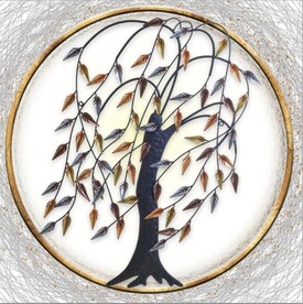 3D抽象金色大树玄关装饰画