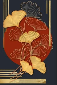 3D金色银杏叶玄关装饰画