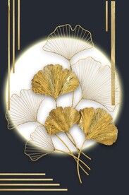 3D金色银杏叶玄关装饰画