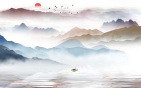 极简 人气中式山水 TIF分层