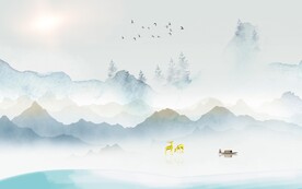 爆款 人气中式山水 TIF分层