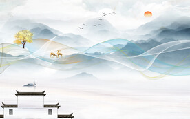 徽派 简意中式山水 TIF分层