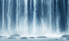 流水生财瀑布山水画