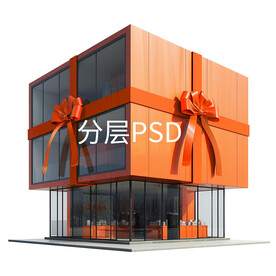 礼物外观的现代简约建筑分层图