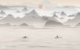 新中式山水背景墙图片