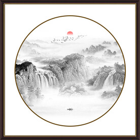 圆形意境水墨画