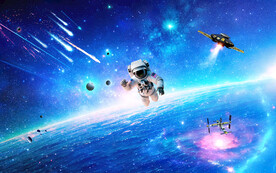 浩瀚星空太空宇航员宇宙银河背景