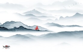 蓝色 意境中式山水 TiF分层