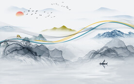 爆款 新中式山水图 TIF分层