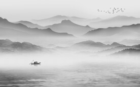 简约 中式灰色山水 TIF分层
