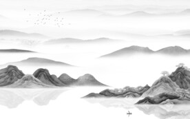 大气 中式灰色山水 TIF分层