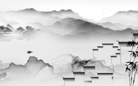 新品 灰色素雅山水 TiF分层