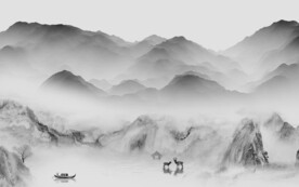 奢雅 灰色中式山水 TiF分层