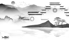 高雅灰色中式山水 TiF分层画