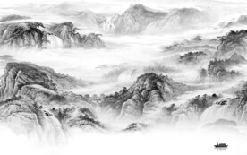 人气 灰色中式山水 TiF分层