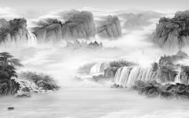 灰色 简约山水墙画 TIf分层