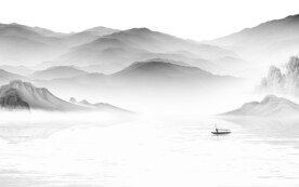 高档 简约山水墙画 TIf分层