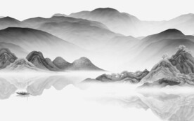 高端 简约山水墙画 TIf分层