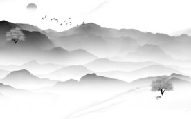 客厅 意境灰色山水 TiF分层