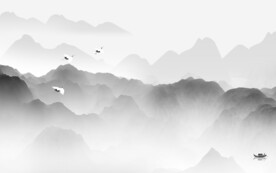 高清 灰色中式山水 TiF分层