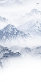 蓝色 山水简约玄关 TIF分层