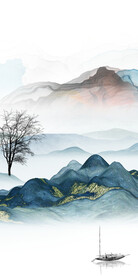 极简 山水玄关框画 TIF分层