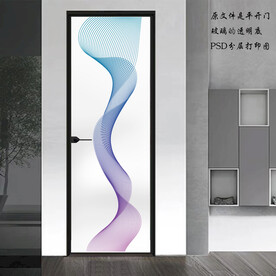 高清分层透明底平开门打印图