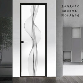 高清分层透明底平开门打印图