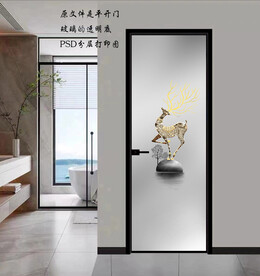 高清分层透明底平开门打印图 