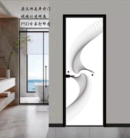 高清分层透明底平开门打印图