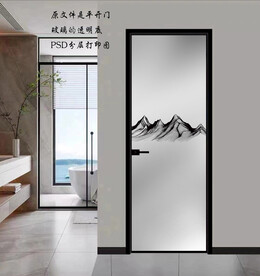 高清分层透明底平开门打印图