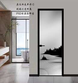 高清分层透明底平开门打印图