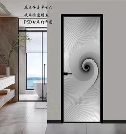 高清分层透明底平开门打印图