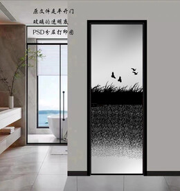 高清分层透明底平开门打印图