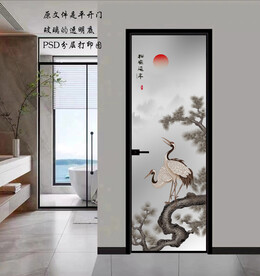 高清分层透明底平开门打印图