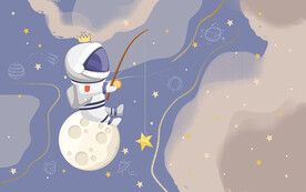 可爱卡通星空月亮儿童房背景墙