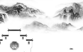 高档 灰色清晰山水 TiF分层