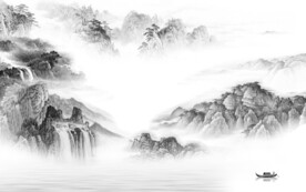 高端 灰色素雅山水 TiF分层