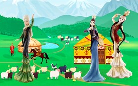 国潮风新疆美食餐饮背景墙