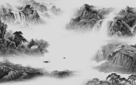 大气 客厅灰色山水 TiF分层